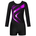 thumbnail image 3 of Zaldita Girls Sparkle Flame Gymnastics Leotard Ballet Dance Unitard with Sports Shorts Tumbling Purple 14, 3 of 7