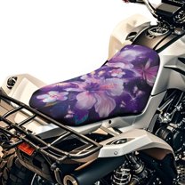 Uorisanigo Seat Cover for Atv, Breathable Purple Lily Butterfly ATV Seat Cover Replacement for Comfortable Long-Distance Riding Easy to Install & Keeps Seats Clean