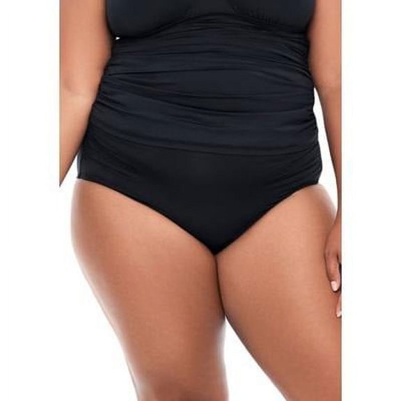 Ralph Lauren BLACK Plus Size Shirred High-Waist Swim Bottom, US 22W
