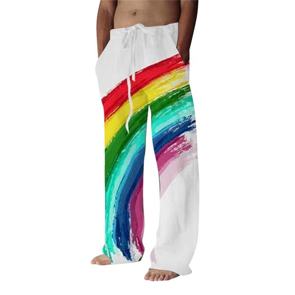 RUTAYY Men's Casual Pants 3D Gradient Print with Drawstring Belt Daily Wear Travel Elegant Trousers