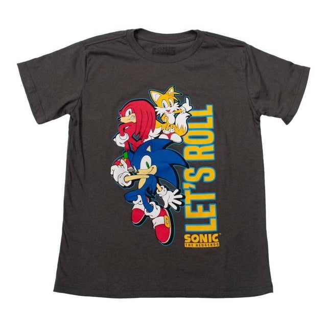 Playera Sega Talla 4 Cuello Redondo Manga Corta Estampado Sonic y Amigos Negro