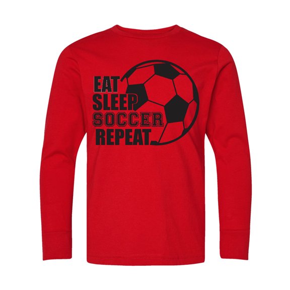 Inktastic Eat Sleep Soccer Repeat Long Sleeve Youth T-Shirt