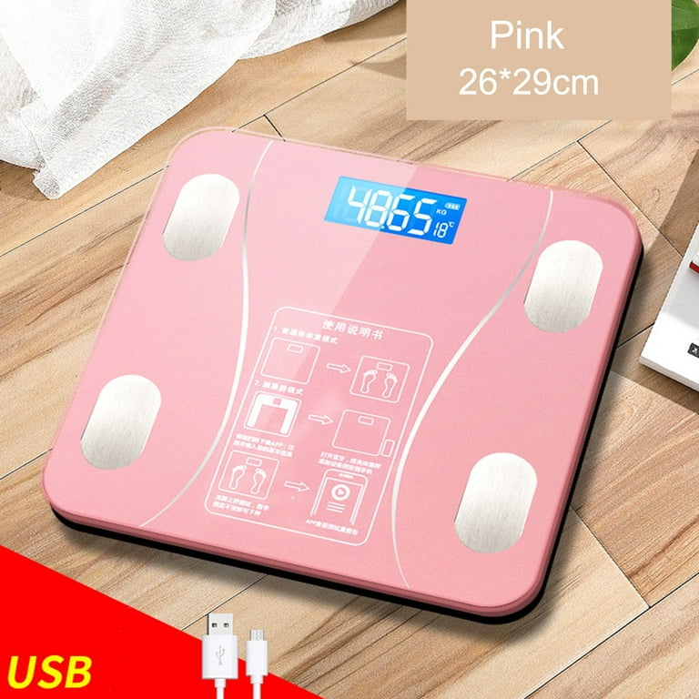 Bluetooth Scale Adult Weight Scaling Electronic Weighing Fat Measurement  Usb Small Body LCD 6mm Tempered Glass Platform 