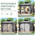 thumbnail image 4 of NETAJE 10x10 FT Hardtop Gazebo, Heavy Duty Gazebo with Aluminum Frame, Galvanized Steel Double Roof & Mosquito Net for Garden, Patio, Grey, 4 of 7