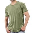thumbnail image 2 of Men'S Vintage Washed Crew Neck Short Sleeve T Shirt With Chest Pocket Casual Tops For Summer Daily Wear And Streetwear,Light Green,XXXL, 2 of 6