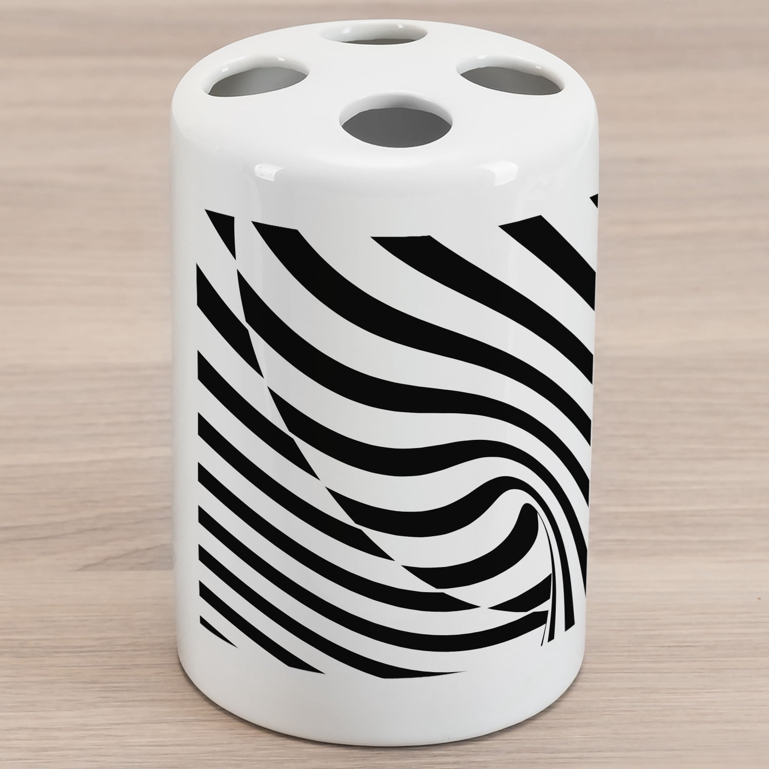 Abstract Surreal Ceramic Toothbrush Holder, Optical Illusion Stripes ...