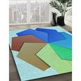 thumbnail image 3 of Ahgly Company Machine Washable Indoor Rectangle Transitional Azure Blue Area Rugs, 2' x 3', 3 of 7