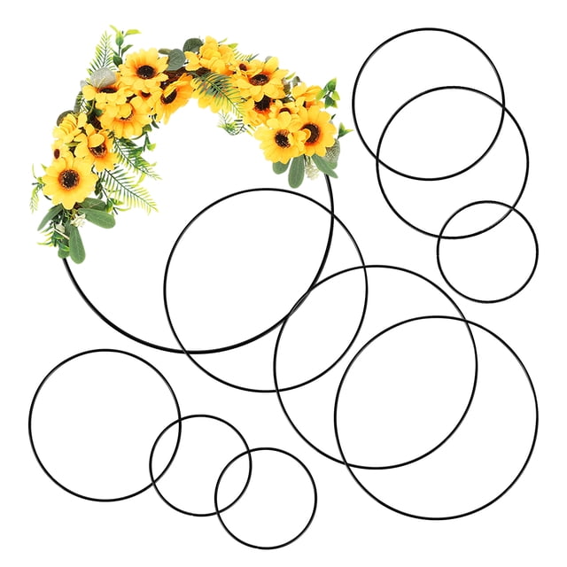 BRIGHTFUFU 9 aros florales grandes de metal para hacer coronas, círculos de metal, soporte para flores de mesa, decoración de bodas, suministros para manualidades.