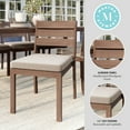 thumbnail image 4 of Martha Stewart Set of 2 Indoor-Outdoor Stackable Patio Dining Chairs with Brown Brushed Woodgrain Aluminum Finish and Cream All-Weather Seat Cushions, 4 of 11