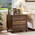 thumbnail image 5 of Farmhouse Nightstand,Night Stand with 24" Top,Bedside Table with 3 Drawers,Modern End Side Table for Bedroom, Brown, 5 of 8