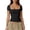 Black, variant on Women's Square Neck Short Sleeve Double-Layer Tops Basic Slim Fit Going Out T Shirt Green L