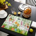 thumbnail image 3 of Easter Bunny Placemats Set of 4, Spring Easter Eggs Floral Sage Green Plaid Placemats for Dining Table, Place Mats for Kitchen Tabletop, Waterproof Wipeable Dining Table Mats Set, 3 of 9