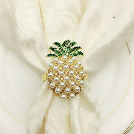 

Ringshlar 10pcs Napkin Rings Elegant Pearl Pineapple Napkin Holders Gifts for Valentine Wedding Farmhouse Party