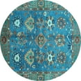 thumbnail image 1 of Ahgly Company Indoor Round Oriental Light Blue Traditional Area Rugs, 7' Round, 1 of 4