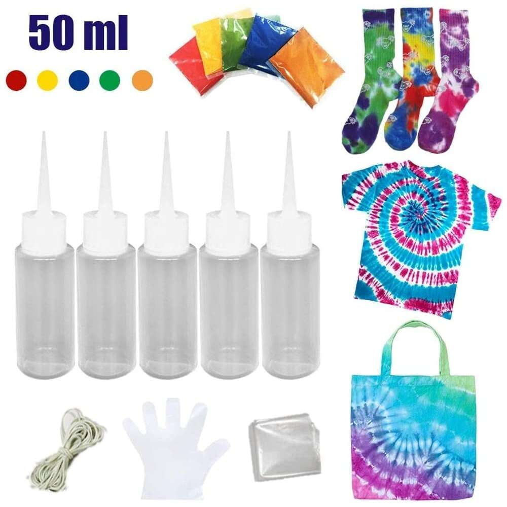 Selm TieDyes DIY Kit, 5 Colors Tie Dye Shirt Fabric Dye for Women, Kids, Men, with Rubber Bands