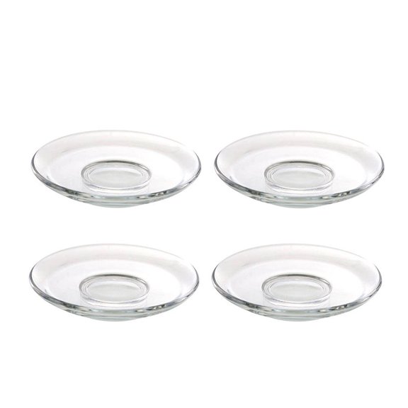 Clear Glass Plates,4Pcs Clear Glass Saucers Round Glass Plates Decorative Coffee Saucers Snack Storage Dishes