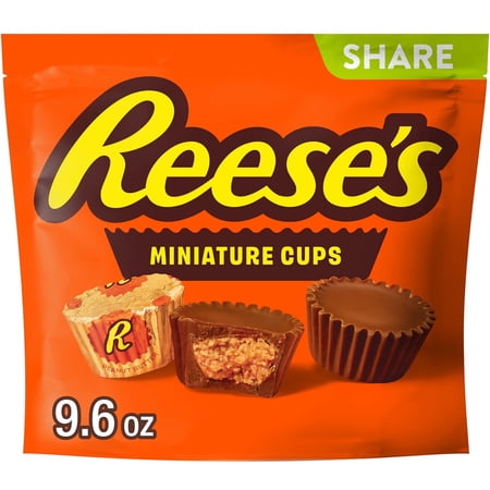REESE'S Milk Chocolate & Peanut Butter Miniature Cups Share Pack Stand Up Bag