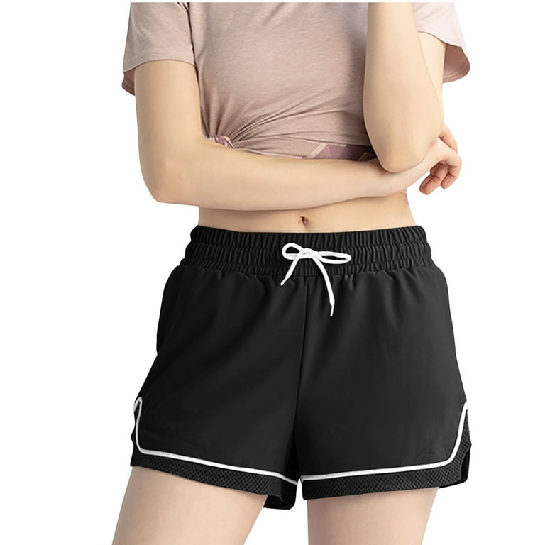 RQYYD Reduced Womens Shorts Casual Summer Yoga Workout Shorts Loose Comfy  Drawstring Lounge Pajama Shorts with Pockets Black M
