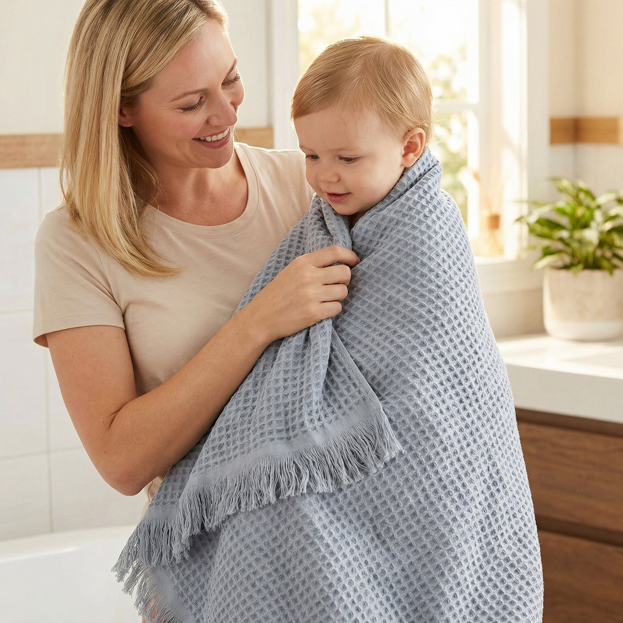 Unique Bargains Highly Absorbent Waffle Bath Towel 2 Pack Grey 71"x35"