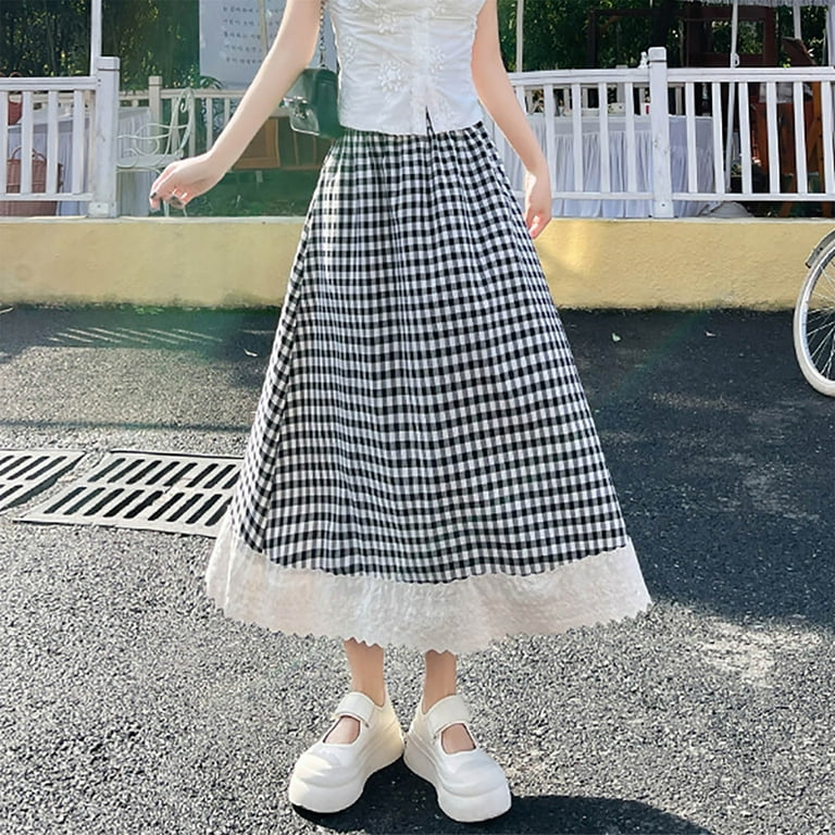 Plaid Casual Skirts Xl Maxi Skirt Women's Plaid Mini Pleated Skirt