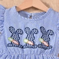thumbnail image 5 of ZEHJHUAN Toddler Girls' Bunny Embroidered Dress, Short Sleeve A-Line Ruffle Hem Dress with Back Buttons Blue，9-12M, 5 of 10