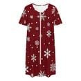 thumbnail image 5 of Christmas Nightdresses For Women Short Sleeves Loose Casual Nightie Comfy Lightweight Bathrobe V Neck Soft Dressgown Full Zip Pockets Sleepwear Pyjamas Loungewear Nightgown Housecoat Wine XXL, 5 of 7