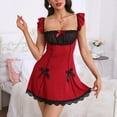 thumbnail image 2 of Sleepwear for Women Sexy Women's Maid Babydoll Lingerie Dress Lace Bow Halloween Costumes Cosplay Nightgown Chemise, 2 of 7