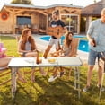 thumbnail image 2 of QueipA 4ft Portable Folding Picnic Table, Outdoor Waterproof 2 Level Adjustable Height Camping Table, Aluminum Lightweight Suitcase Foldable Table for Picnic BBQ Beach Dining, 2 of 15