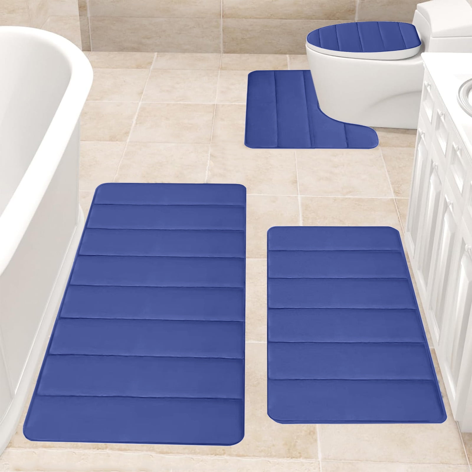Dmlowu Bathroom Rug Set 4pc Soft Thick Bathroom Rugs Quicker Dry Non Slip Bath Mats for Bathroom Luxury Comfortable Shower Mat for Home Hotel