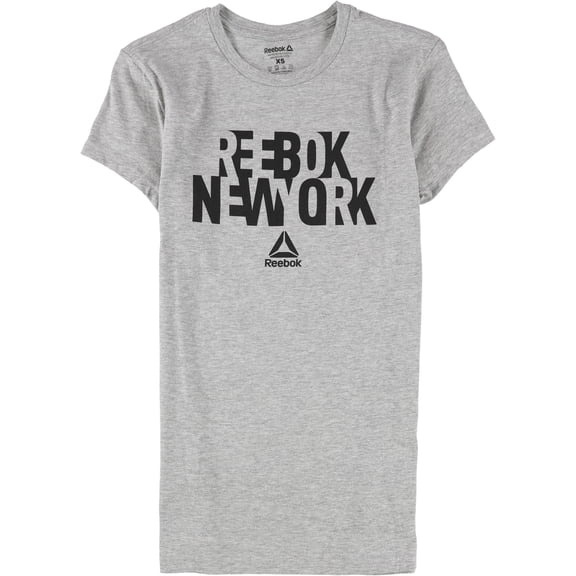 Reebok Womens New York Logo Graphic T-Shirt, Grey, X-Small