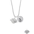 thumbnail image 2 of Delight Jewelry Silvertone Lil Sister Banner on Clear Crystal Heart Silvertone Script Initial Disc - S - Charm Necklace, 20"+3", 2 of 4