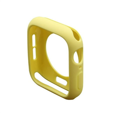 YuiYuKa Silicone Cover Compatible with Apple Watch case 44mm 40mm 45mm 41mm 42mm 38mm Accessories Bumper Shell Protector iWatch series 9 8 7 SE 6 5 4 3 - yellow