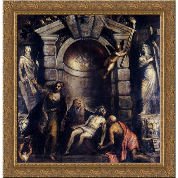 Pieta 20x20 Gold Ornate Wood Framed Canvas Art by Titian