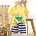thumbnail image 2 of MIASHUI Vêtements d'Été pour Garçons Ensemble T-Shirt à Manches Courtes Col Rond et Shorts, Jaune, 5-6 Ans, 2 of 3