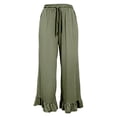 thumbnail image 5 of Palazzo Pants for Women 2026 Trendy Elastic Waist Wide Straight Leg Ruffle Hem Cropped Flowy Beach Pants with Pockets, 5 of 6
