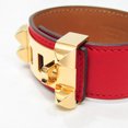 thumbnail image 5 of Pre-Owned Hermes Collier De Chien 24 Leather,Metal Bangle Gold,Red Color (Good), 5 of 9
