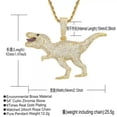 thumbnail image 3 of HOOUN Wholesale Men's Rhinestone Dinosaur Pendant Necklace Jewelry High Quality Gift-Gold, 3 of 8
