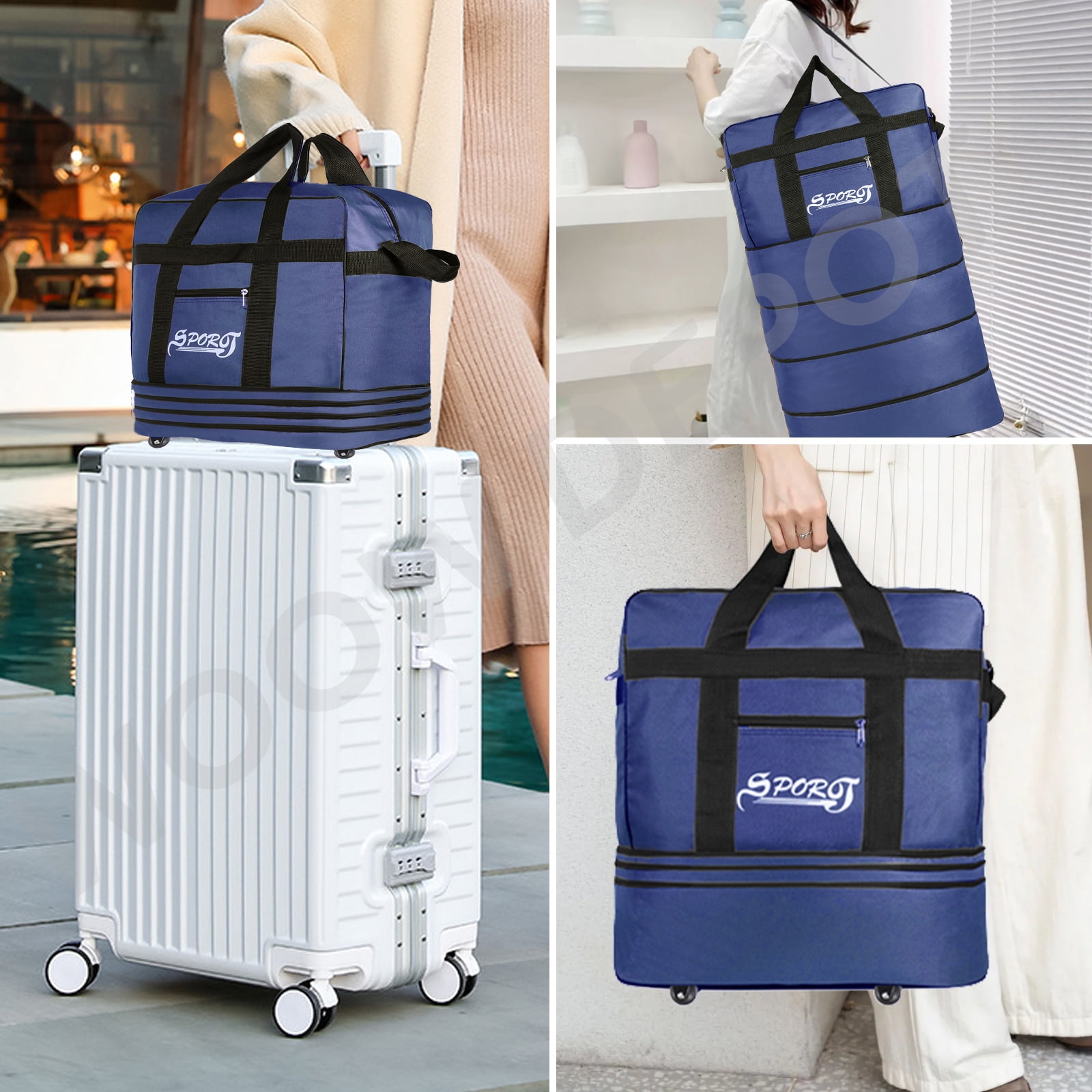WOOW DEPOT 40in Expandable Suitcase Bag 4 Layer Collapsible Rolling Luggage Wheeled Duffle Bag Large for Home Storage Cargo Travel Business Moving