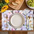 thumbnail image 4 of Pink Purple Hummingbird Placemats Set of 4, Spring Watercolor Flowers Leaf Plant Placemats for Dining Table, Place Mats for Kitchen Tabletop, Waterproof Wipeable Dining Table Mats Set, 4 of 9