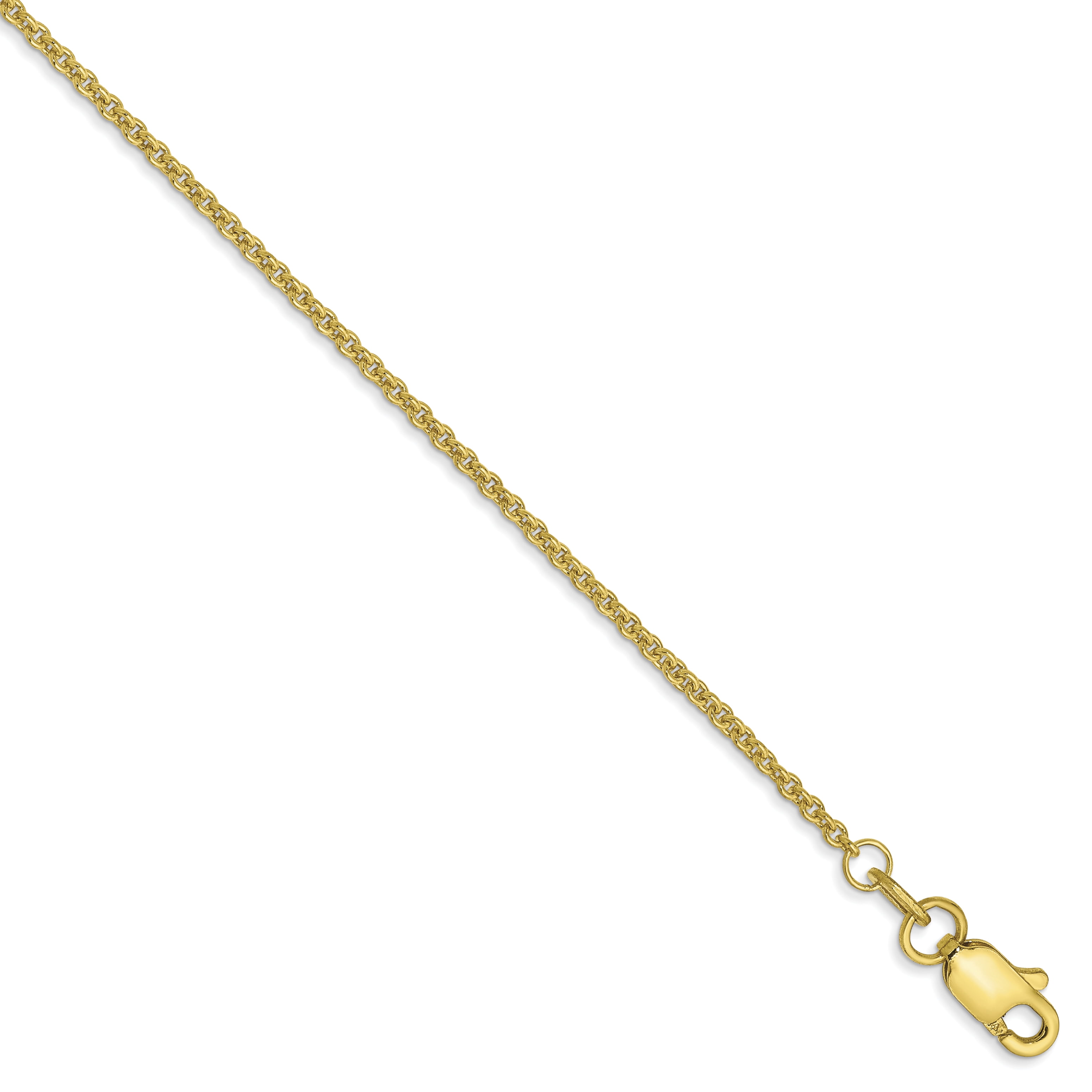 Bracelet de Cheville en Or Jaune 10k 1.4mm avec Chaîne en Câble Rond