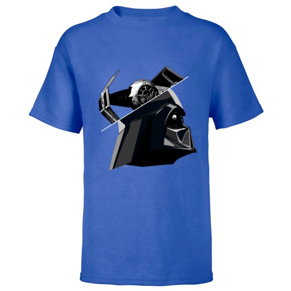 Star Wars Darth Vader and TIE Advanced Starfighter - Short Sleeve T-Shirt for Kids - Customized-Royal