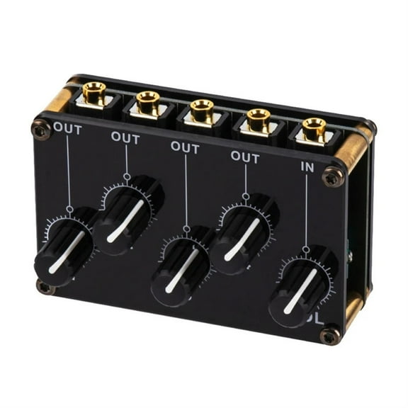 Mini 4 Channel Stereo Line Mixer 4in1out for Live Studio Recording Low Noise Small & Sophisticated Aud-io Passive Mixer ,Precision Control and Adjustment