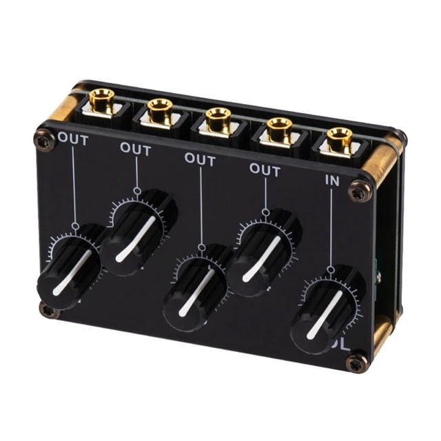 Mini 4 Channel Stereo Line Mixer 4in1out for Live Studio Recording Low Noise Small & Sophisticated Aud-io Passive Mixer ,Reduced Noise