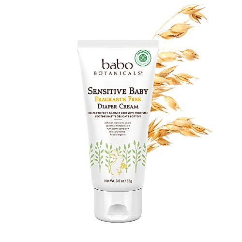 Babo Botanicals Sensitive Baby Zinc Fragrance Free Diaper Cream, 3 Ounce
