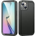 thumbnail image 3 of Dteck for iPhone 15 2023 released,Full Body Protection Heavy Duty Shockproof Military Grade 3 in 1 Silicone Rubber with Hard PC Rugged Durable Phone Cover for 15,Black, 3 of 8