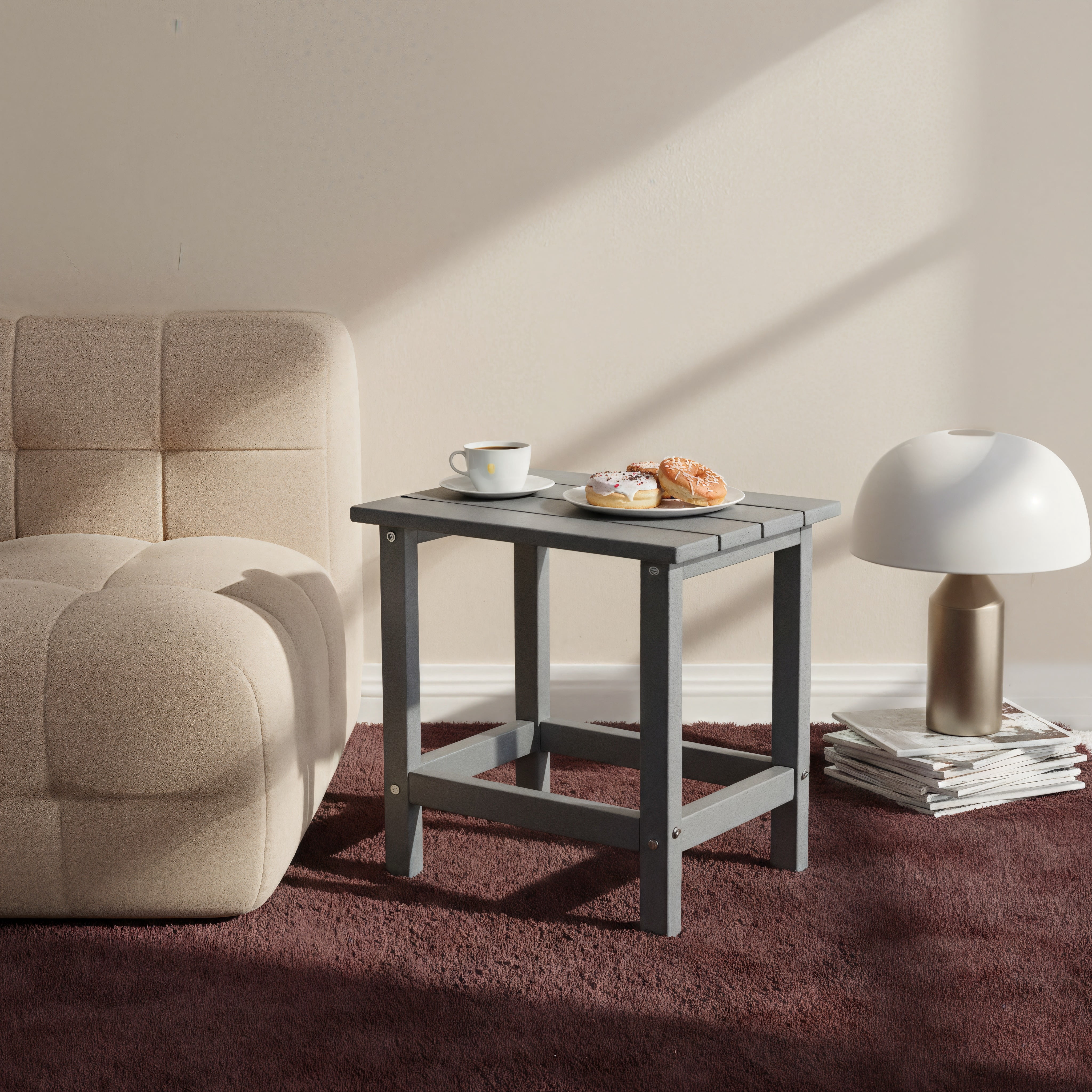 Adirondack Side Table 15x15x18 Inch Recycled HDPE Weather UV Resistant for Patio Garden Poolside