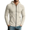 thumbnail image 3 of gbyLJF Mens Zip Up Waffleknit Hoodies Fitted Running Workout Sweatshirt Sports Hooded Jacket with Zipper Pockets, 3 of 9
