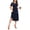 Navy, variant on VOIANLIMO Womens Dresses Casual Short Sleeve A-line Tiered Summer Midi Royal Blue Dress L