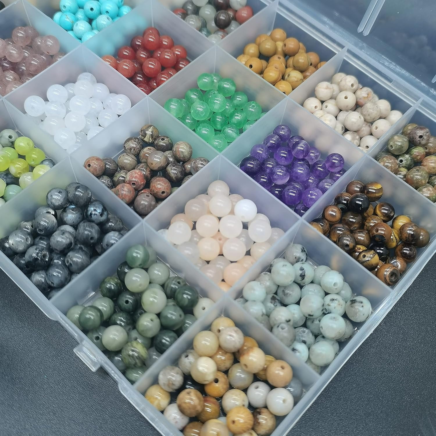 720Pcs Natural Round Stone Beads Gemstone Beaded Hole Crystal Power Stone Healing Bracelet Necklace Earrings Jewellery Making