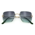 thumbnail image 2 of Womens Rimless Oversized Rectangle Designer Fashion Metal Rim Sunglasses Gold Green - Green Smoke, 2 of 8